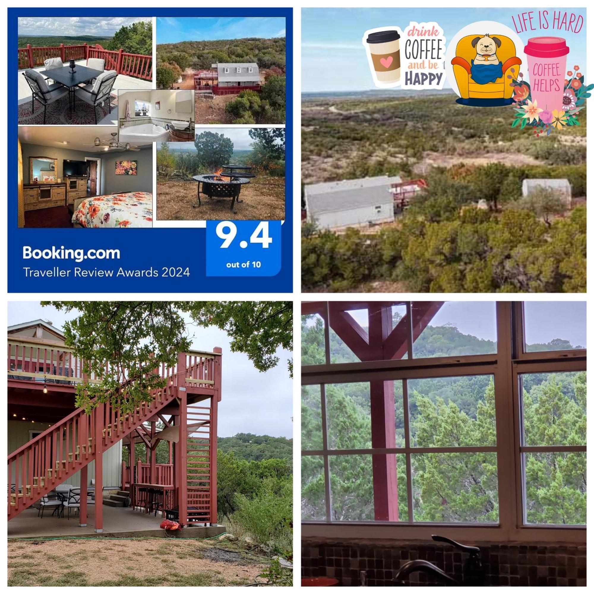 Entire 2Br 2Ba Hilltop View Home Sleeps 7 Pets 4 Acres Jacuzzi Central Ac Kingbeds Free Wifi-Parking Kitchen Washerdryer Starry Terrace Two Sunset Dining Patios Grill Stovetop Oven Fridge Onsitewoodedhiking Wildlife Coveredpatio4Pets & Birds Singing! Marble Falls Bagian luar foto